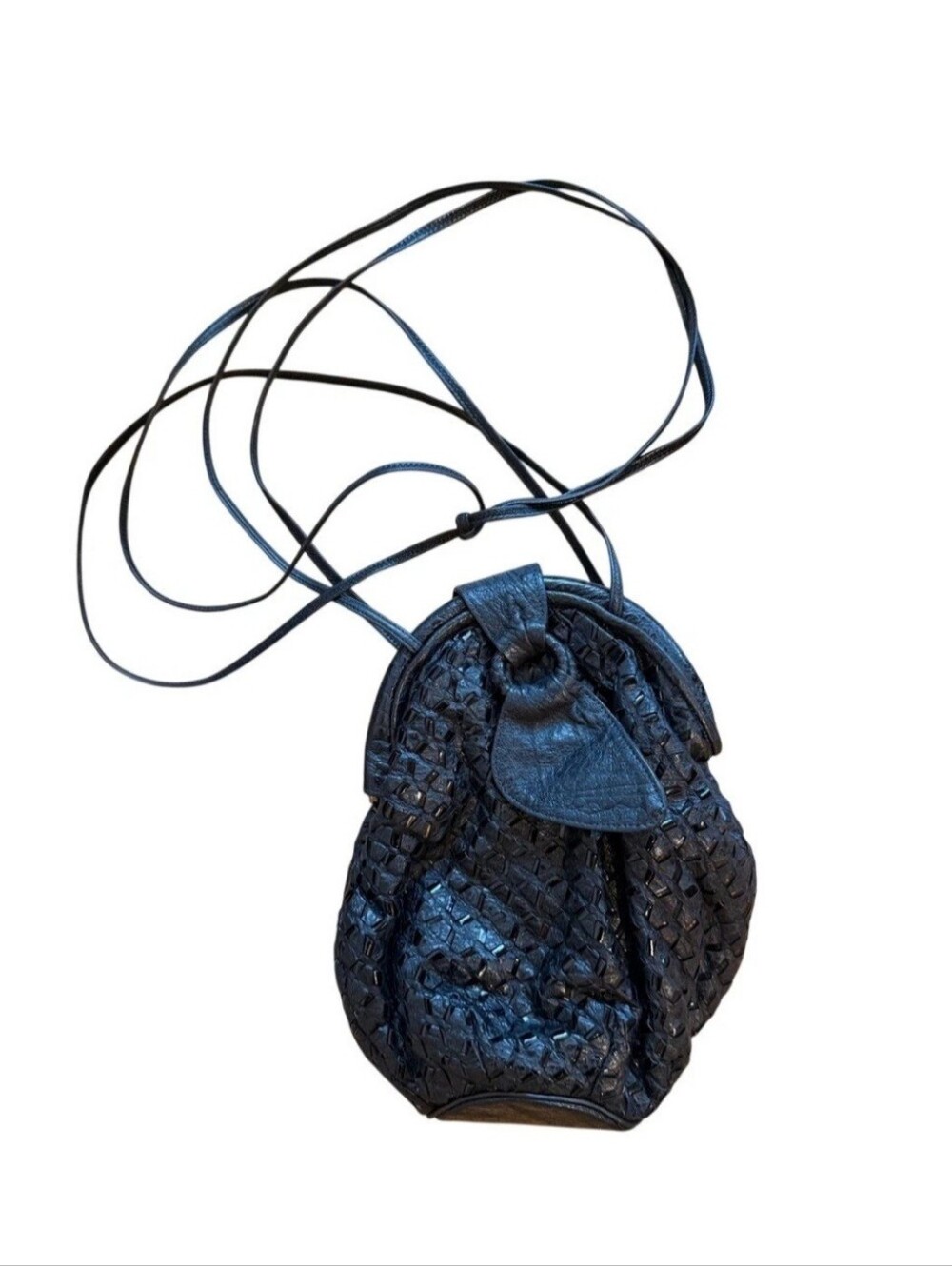Sharif Vintage Leather Drawstring Crossbody Bag